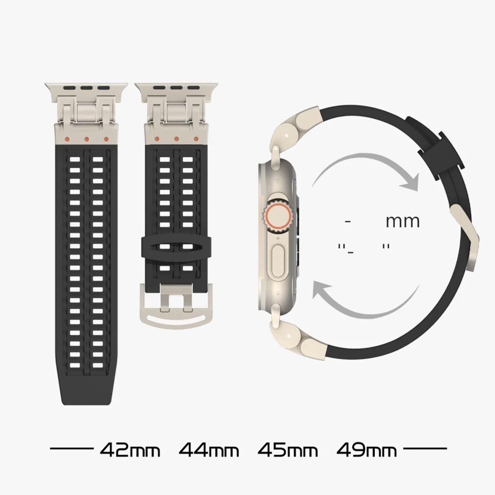 Мужской мягкий силиконовый браслет для Apple Watch Ultra 2 серии 10 9 8 7 49 мм 46 мм 45 спортивный ремешок Correa для iWatch 6 5 4 Se 44 мм ремешок (art.: 3920cdbe608de) - 3920cdbe608de