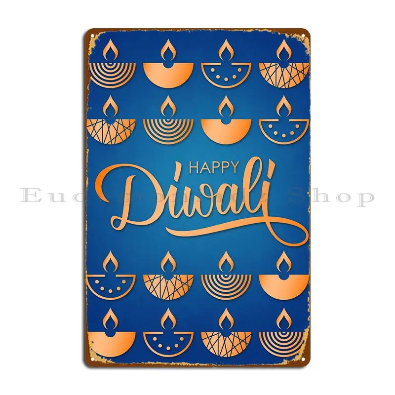 

Счастливый Diwali, индуистские свечи, металлический плакат, ретро, домашний персонализированный клубный оловянный плакат
