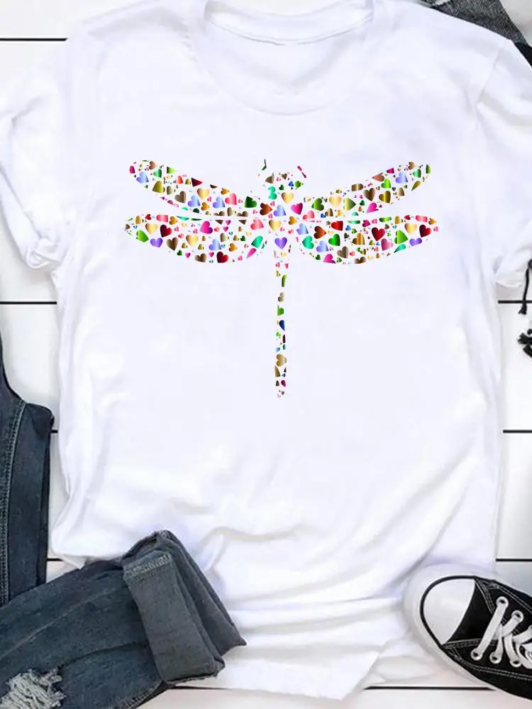 Женская футболка с коротким рукавом и графическим принтом стрекоза |