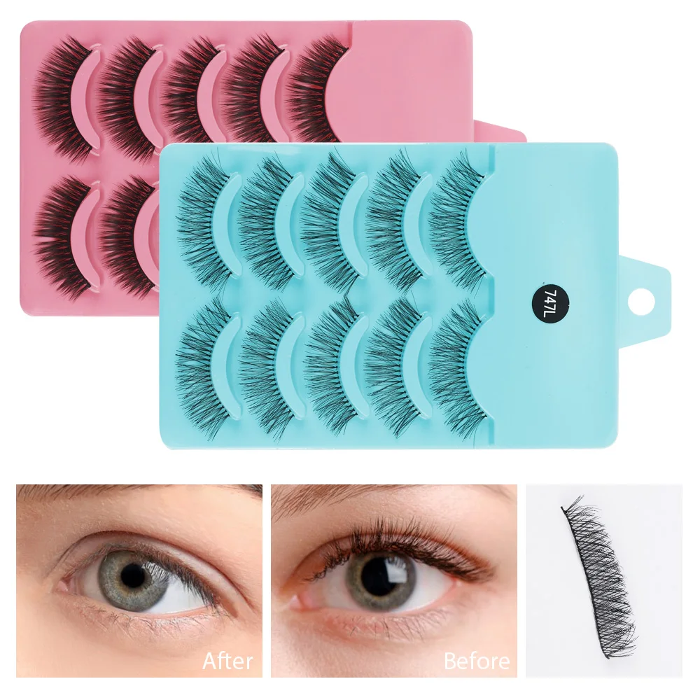 

5 Pairs False Eyelashes Thick Natural Fluffy Soft Wispy Volume Reusable Extension Eyelashs Makeup Create Sexy Natural Eye Makeup