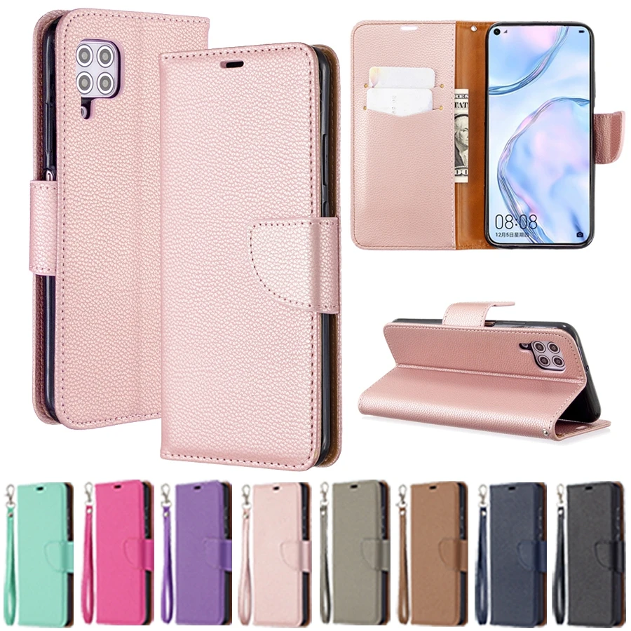 Кожаный чехол-книжка с текстурой личи для Huawei P50 Pro P40 P30 P20 Lite P Smart 2021 Mate 30 20 Y5 Y6 Y7 2019 |