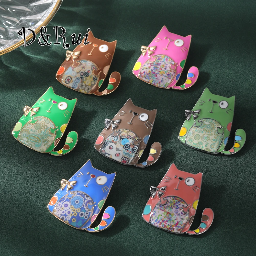 

D&Rui Enamel Lovely Cartoon Pet Cat Brooch Pin Cute Things Women Unisex Casual Brooches for Women's Clothing Graduation Gift