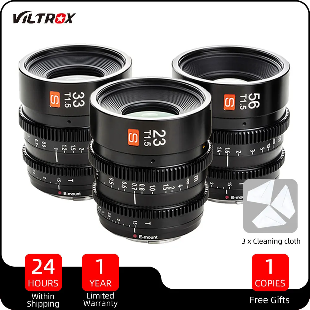 

VILTROX 33mm 56mm 23mm T1.5 Cinema Lens Manual Focus Large Aperture Ultra Wide Angle for Sony E Mount Camera Filmmaking Lens