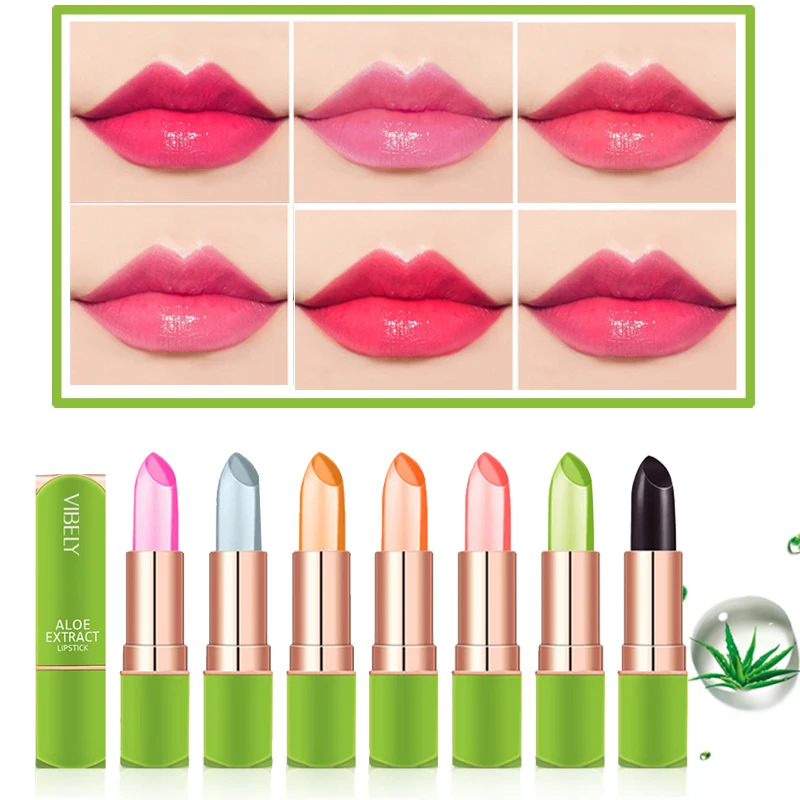 

Aloe Moisturizing Lipstick Long Lasting Nouritious Lip Balm Temperature Changing Color Lipgloss Lip Makeup Cosmetics