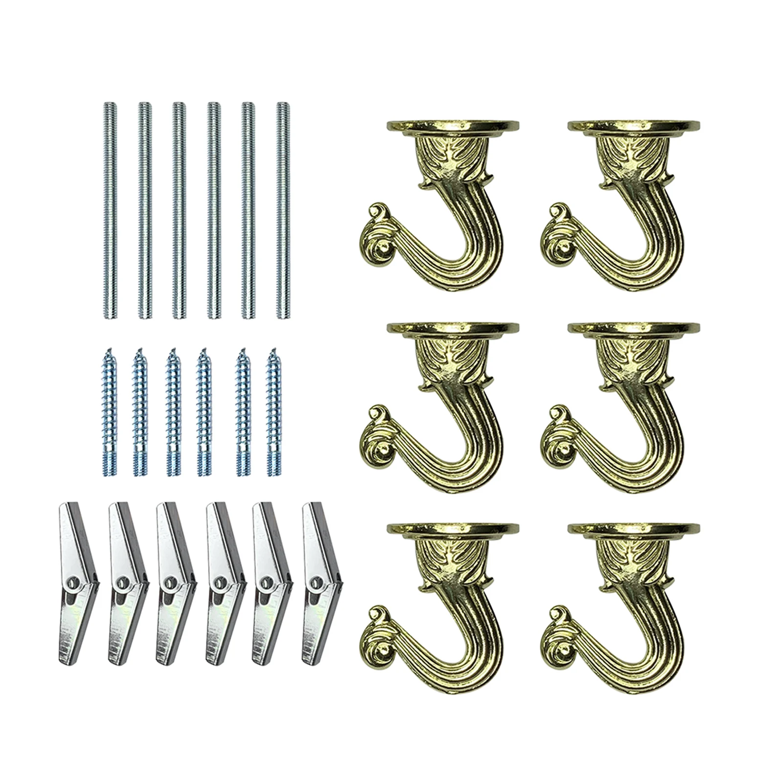 

6 Sets Easy Install Sturdy Heavy Duty Screw For Hanging Plant Spring Toggle Wing Bolt Fixed Home Hardware Ceiling Hook Metal