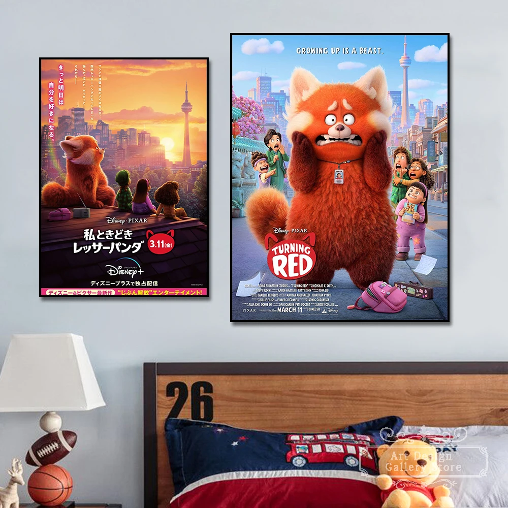 

Disney Cartoon Turning Red 2022 New Movies Poster Growing Up Is A Beast Print Wall Art Canvas Paintings Kid Gift Room Home Decor