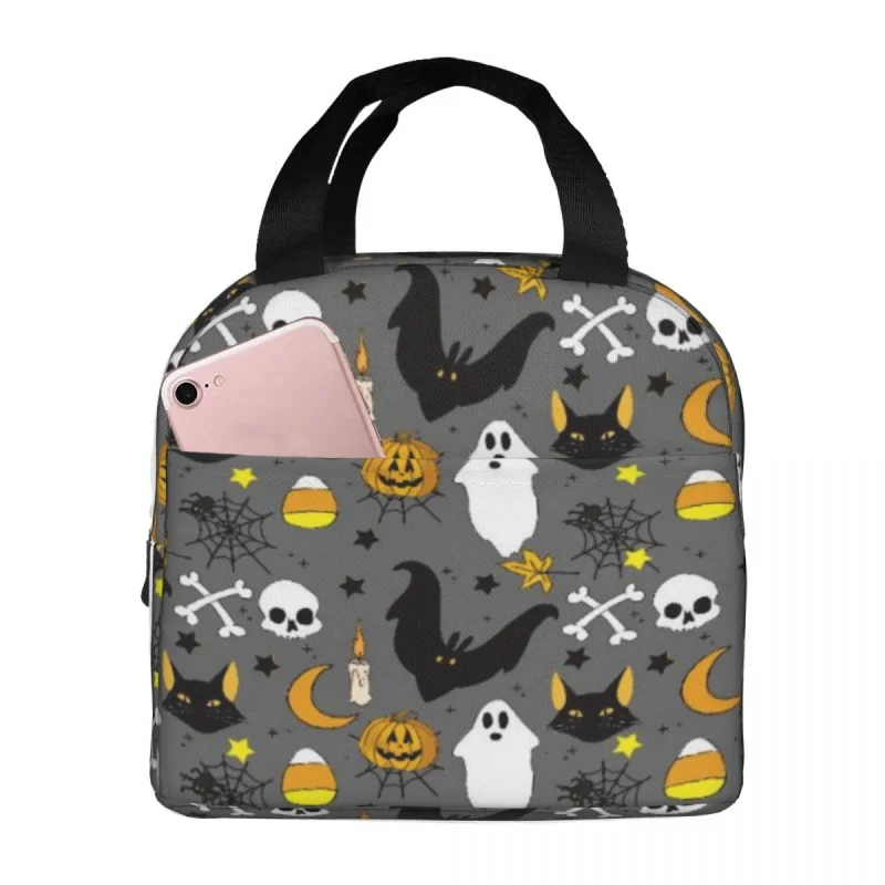 

Funny Halloween Insulated Lunch Bag for Picnic All Hallow Mas Pumpkin Witch Leakproof Thermal Cooler Bento Box Women Kids