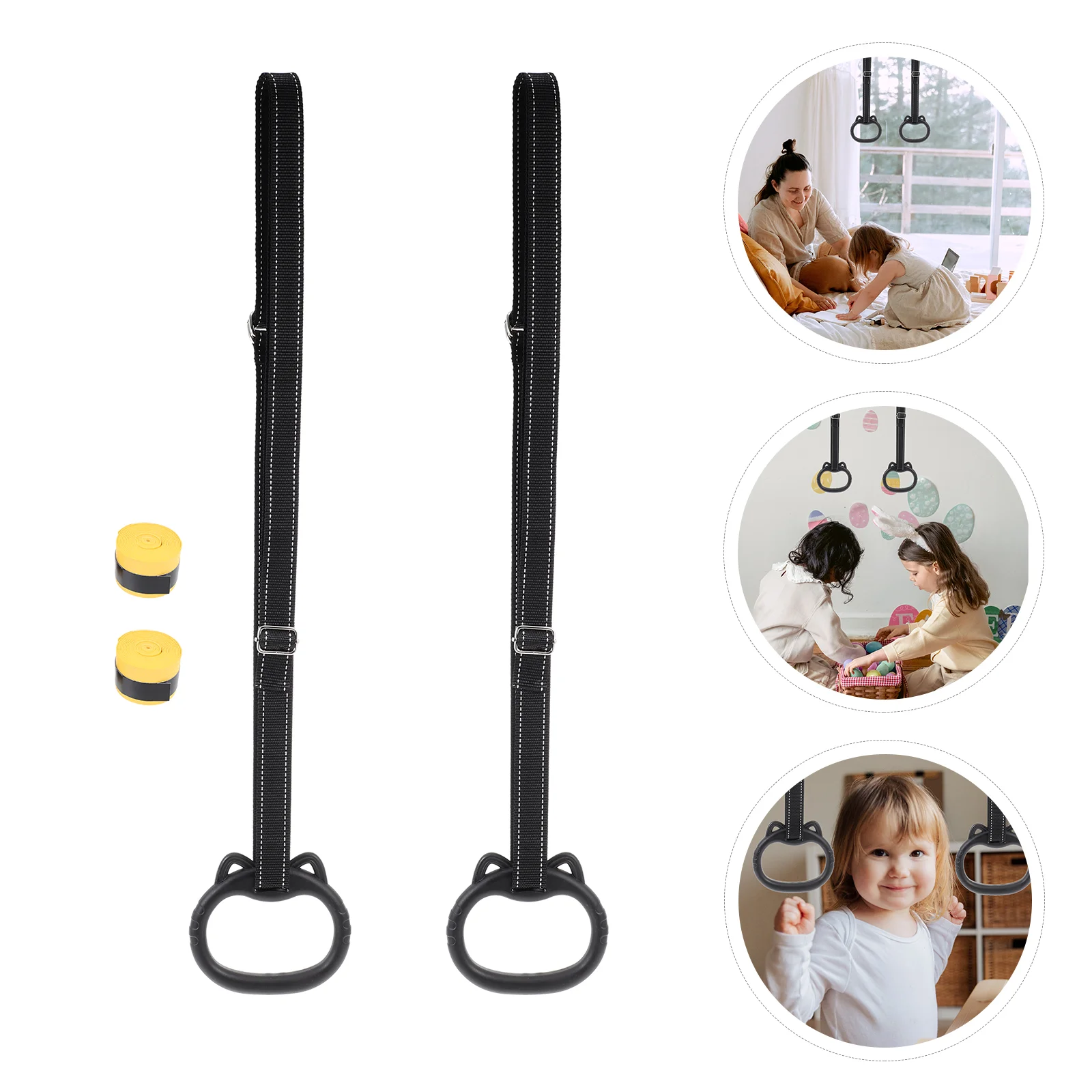 

1 комплект фитнес-ручек, тренировочные кольца, выдвижные ручки, фитнес-оборудование (черный)