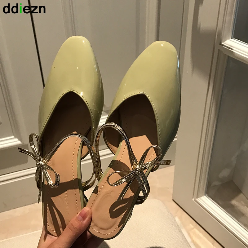 

Шлепанцы женские современные, сланцы, туфли-лодочки, высокий каблук, квадратный носок, бант-бабочка, модные сандалии, 2022