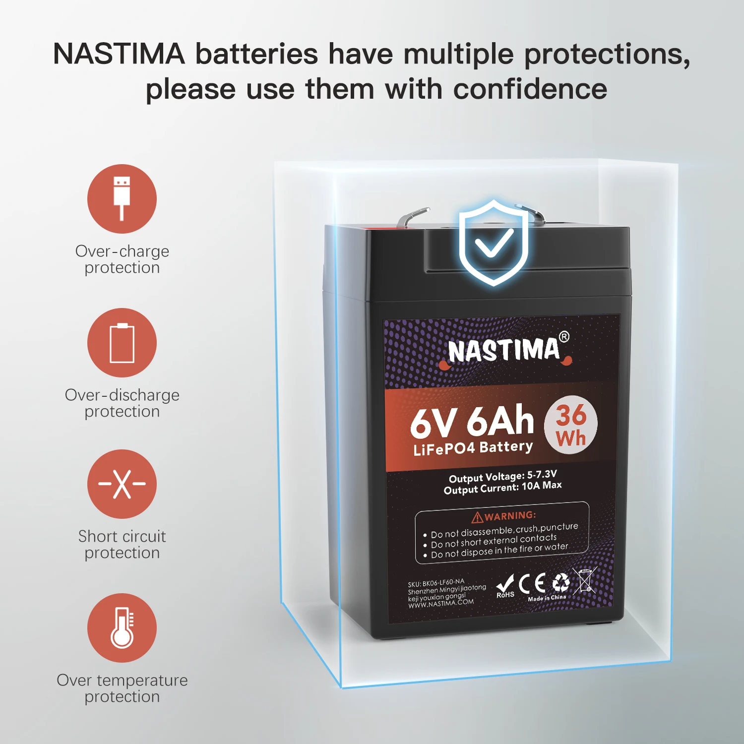 Фото Уникальный NASTIMA 6 В 6 Ач аккумулятор LiFePO4 BMS аварийный фонарь для детей езда на автомобиле литий-ионный аккумулятор №4