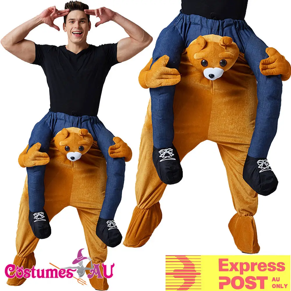 

Mens Teddy Bear Costume Shoulder Carry Piggy Back Ride Party Mascot