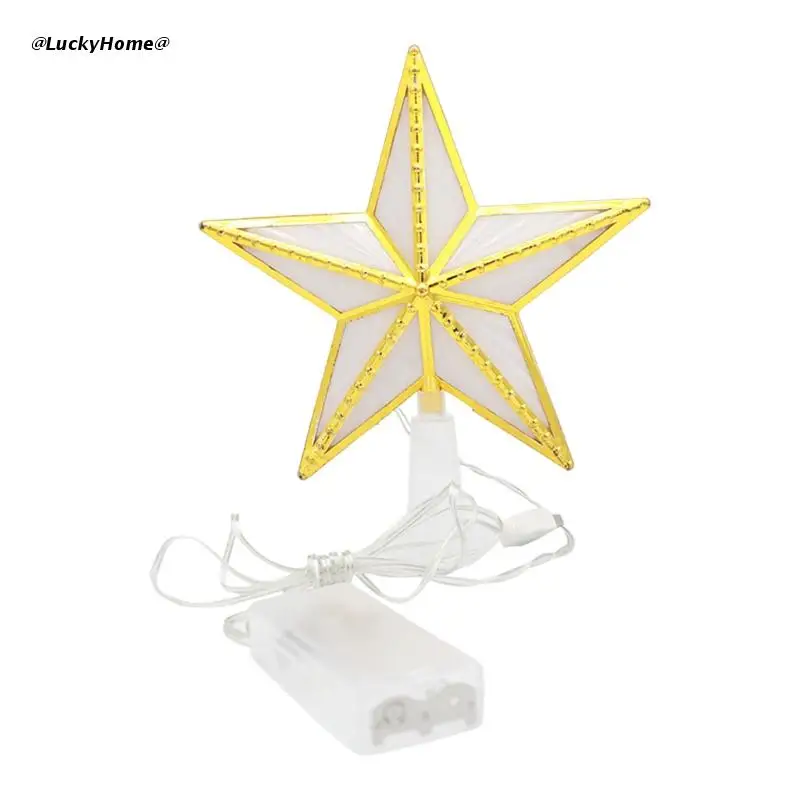 

11UA Christmas Tree Topper 3D Plastic Star with LED Light Up USB Battery Powered Farmhouse Treetop Lamp Xmas Party Decoration