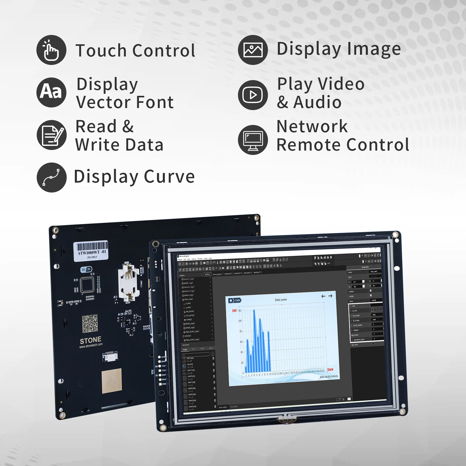 STONE I-Series HMI LCD Display with Program +Touch Screen +CPU & Driver Can Be Controlled By Any