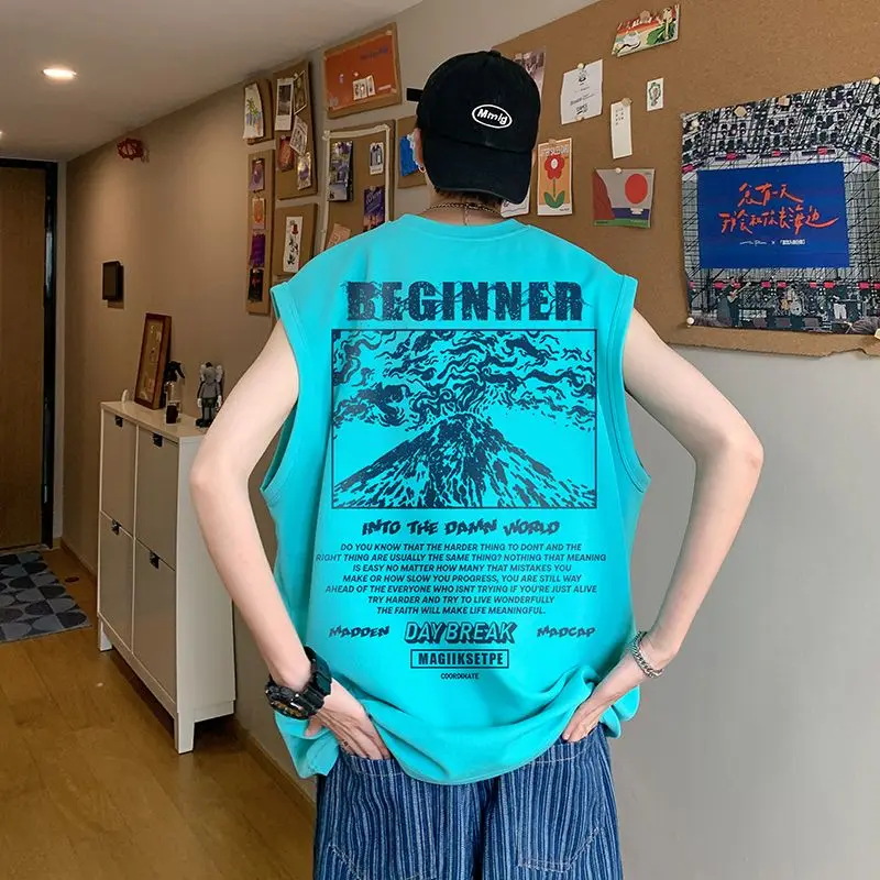 Футболка мужская безрукавка в американском стиле жилет свободного покроя