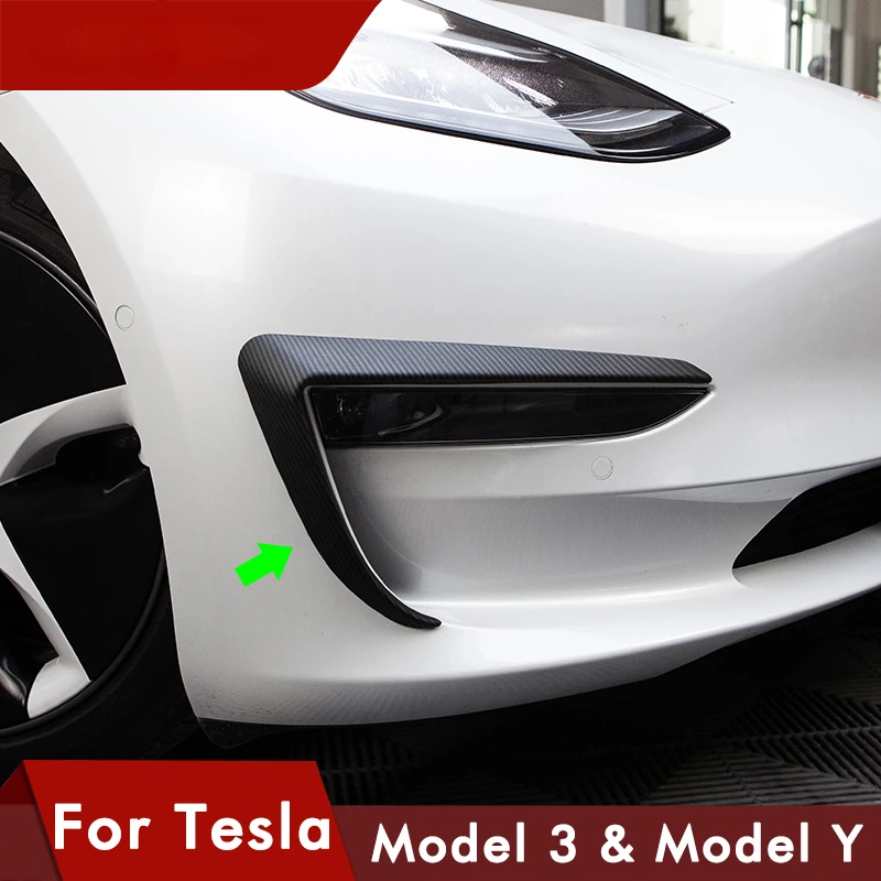 

KEKT Front Blade Trim for Tesla Model 3 2021 Car Accessories Matte Carbon Fiber ABS Car Accessories for Model 3 Suite Kit