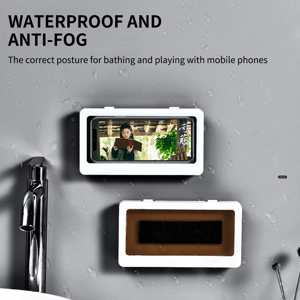 

Phone Case Bath Wall Mounted Holder Waterproof Phones Storager Sealed Touchable Organizer Travel Portable Decor