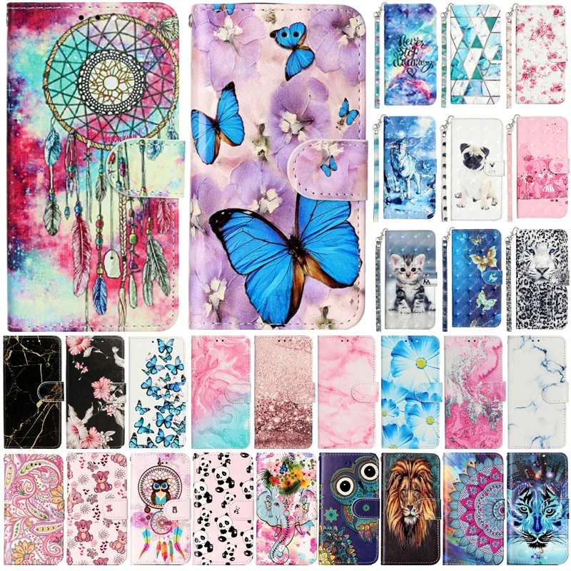 

For Huawei P30 Pro P30 lite Case Leather Cover on For Huawei P30 P30Pro P30 lite Capa Magnetic Fashion Painted Phone Wallet Case