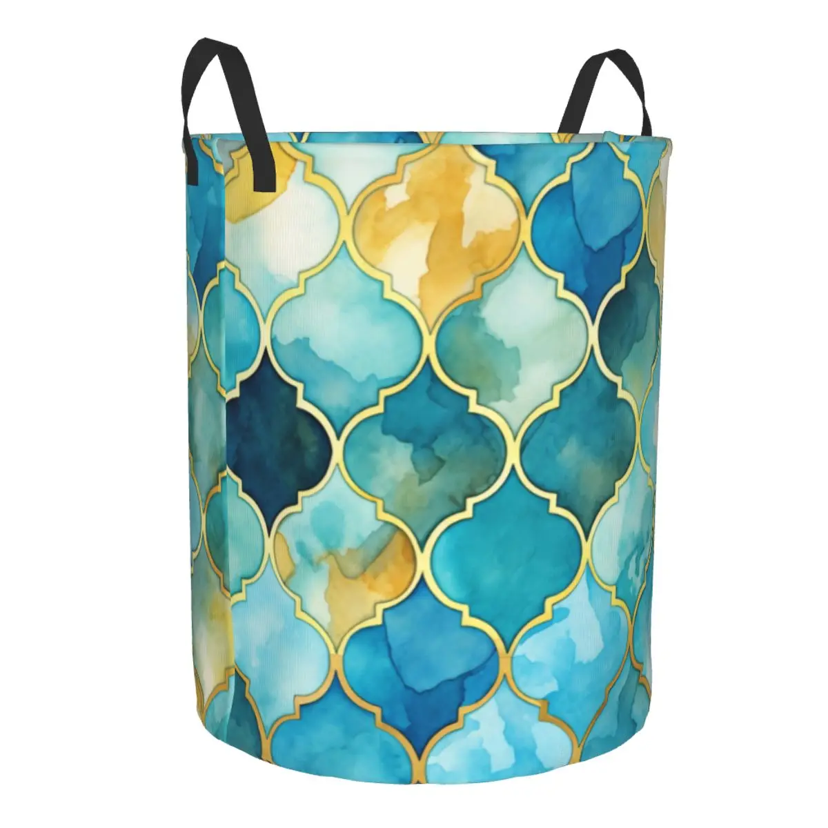Корзина для белья Blue Aqua Gold Morrocan с модным блестящим принтом складная корзина