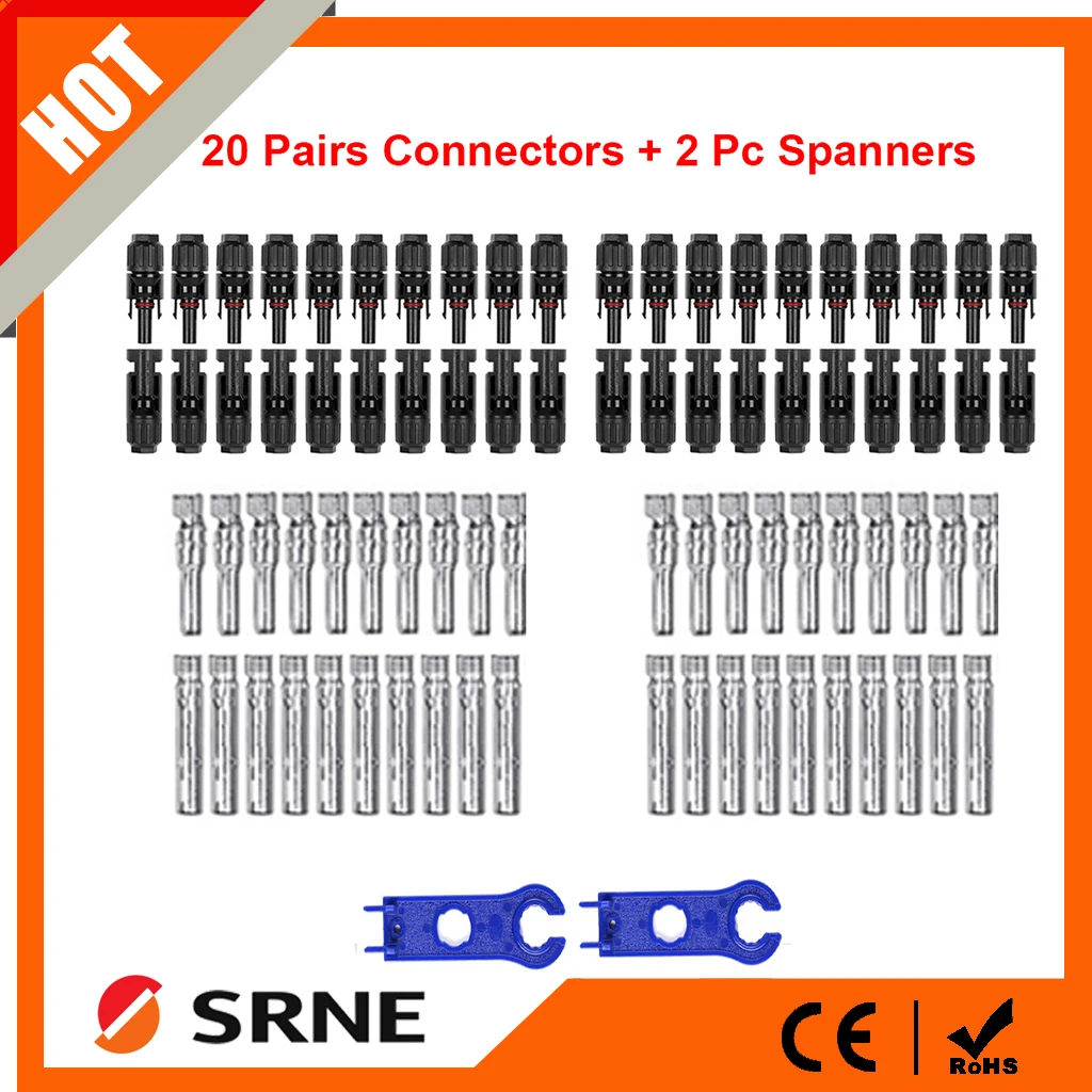Macho e Fêmea Conector do Painel Solar Mais Pairs Chave Usada para o Cabo Solar Adequado Seção Transversal 2.5 Mm2 6.6.0 Mm2 20 Pares