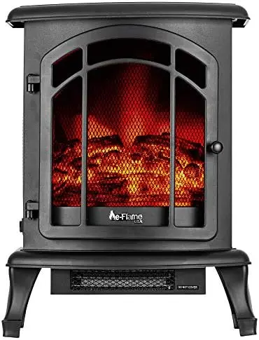 

LED Portable Freestanding Fireplace Stove Heater - Realistic 3-D Log and Fire Effect (Black)