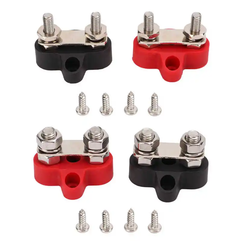 

Power Distribution Terminal Stud Lock Washer Dual Stud Power Ground Junction Post Durable 48V Flame Retardant Sturdy for Cars