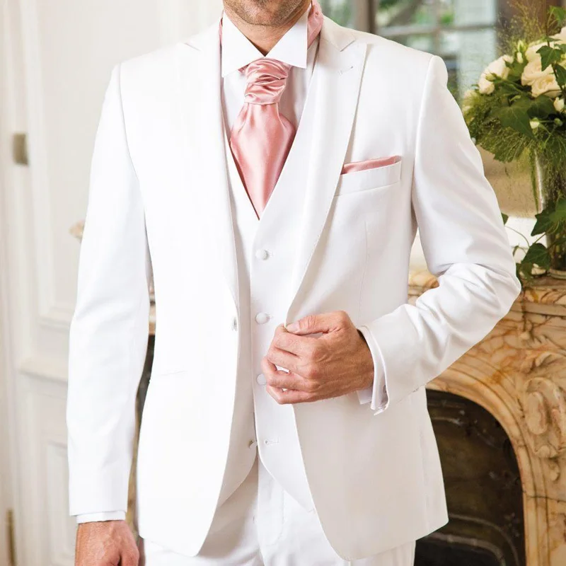 

Смокинг Свадебный для жениха мужской, белый пиджак и жилет с заостренным лацканом, модный костюм для выпускного вечера, классический стиль, 2023