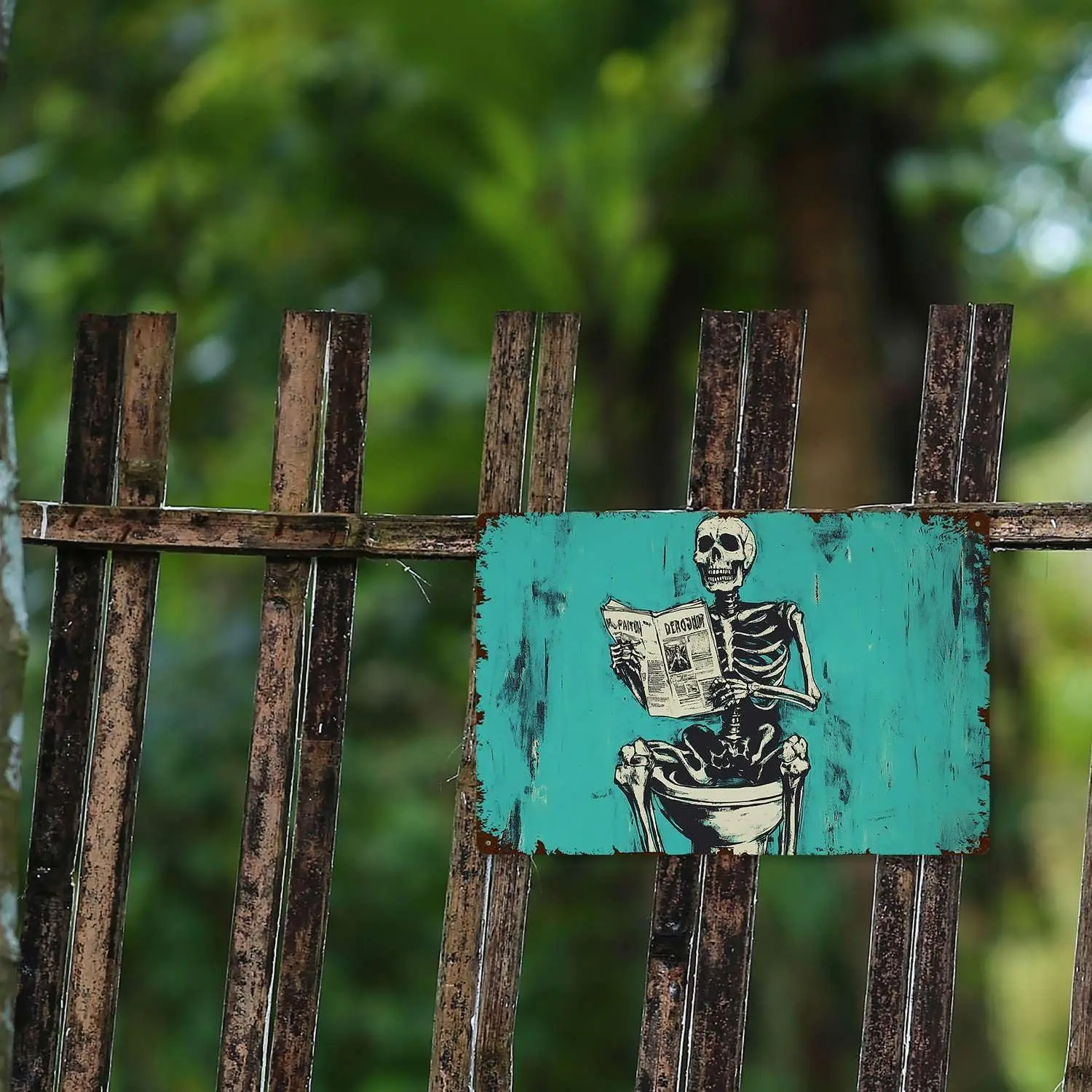 Tn Sgns забавный metl Декор сgn скелет Sttng на толето redng newspper Для восстановленного