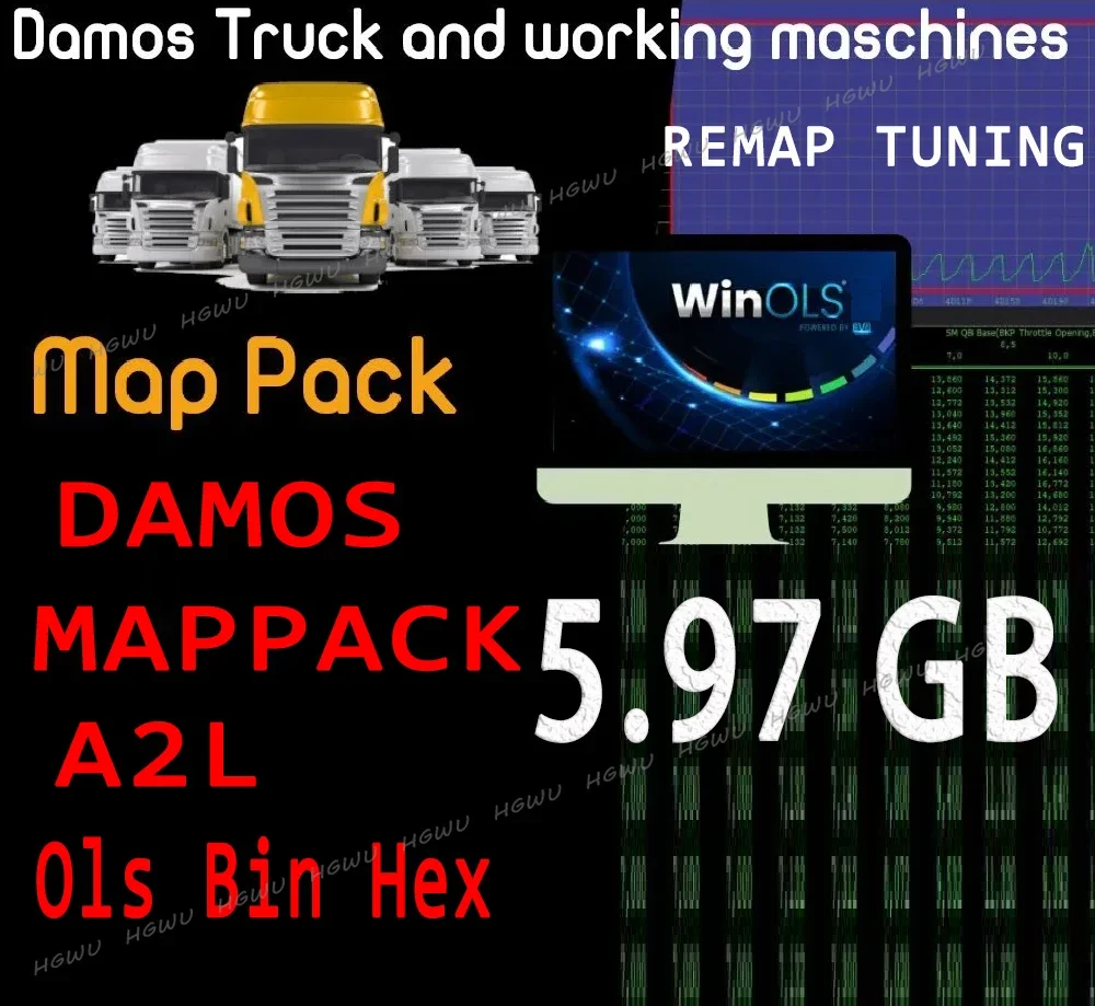 Грузовик-тюнинг DAMOS Ols A2L Коллекция шестигранных файлов REMAP Stage File 5 97 ГБ