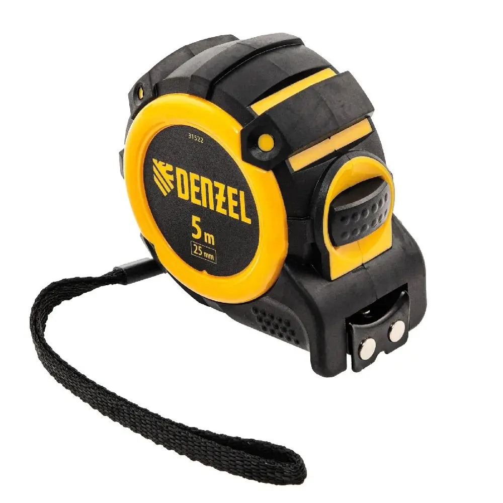 Рулетка 5м х 25мм. автостоп двусторонняя шкала Denzel 31522 |