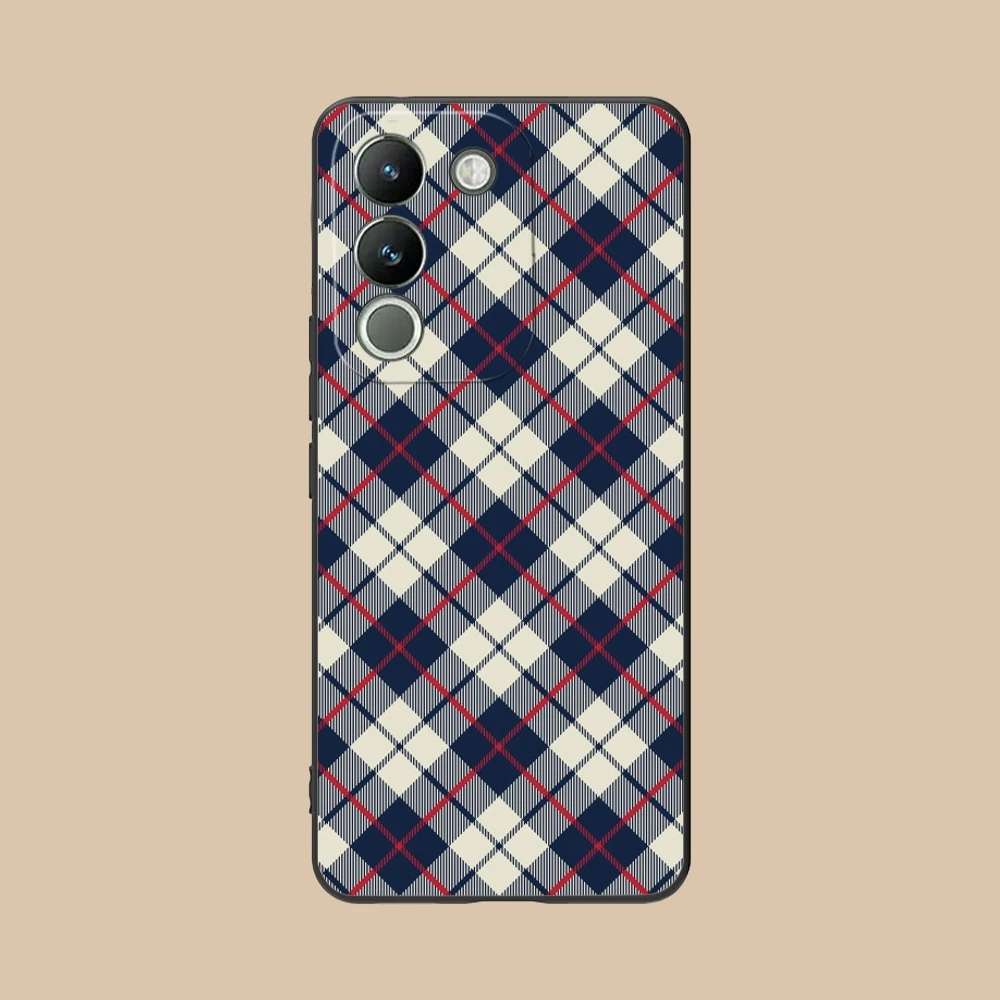 Lattice Grid Texture Mobile Cell Phone Case for VIVO Y95 Y93 Y31 Y20 V19 V17 V15 Pro X60 NEX Black Soft Cover Shell