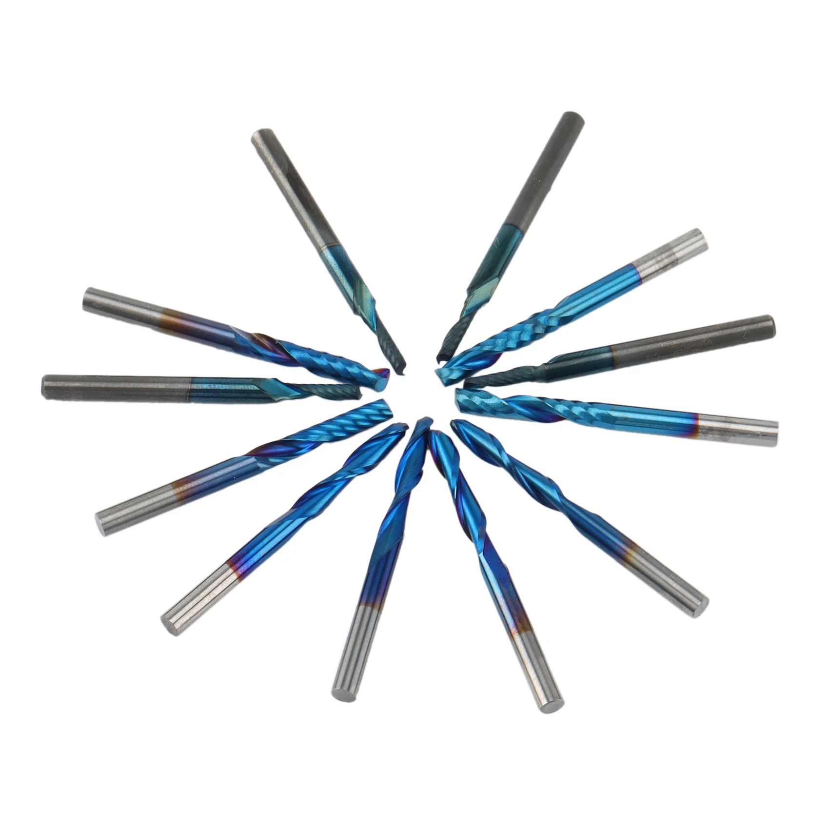 

12Pcs Milling Cutter 1/8Inch Shank CNC Engraving Bit Single Flute Router Bit Machining Tool Ball Nose Carbide End Mill