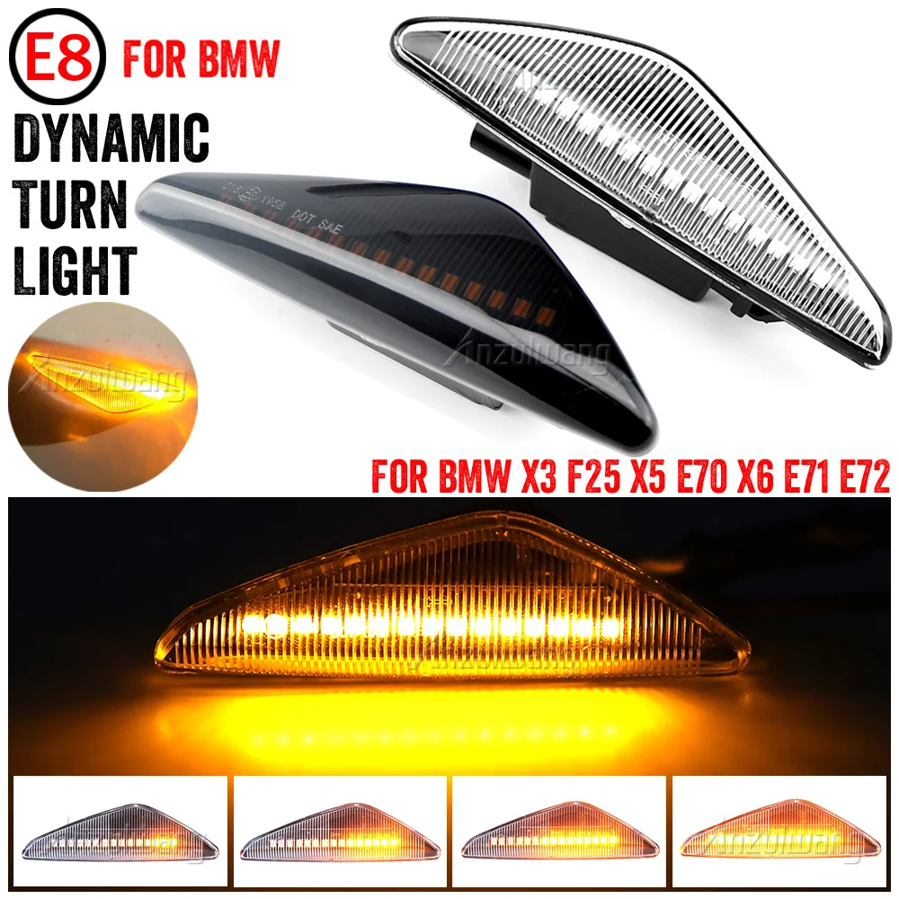 

For BMW X3 F25 X5 E70 X6 E71 E72 2008-2014 Car Accessories LED Dynamic Turn Signal Blinker Side Marker Fender Indicator Light