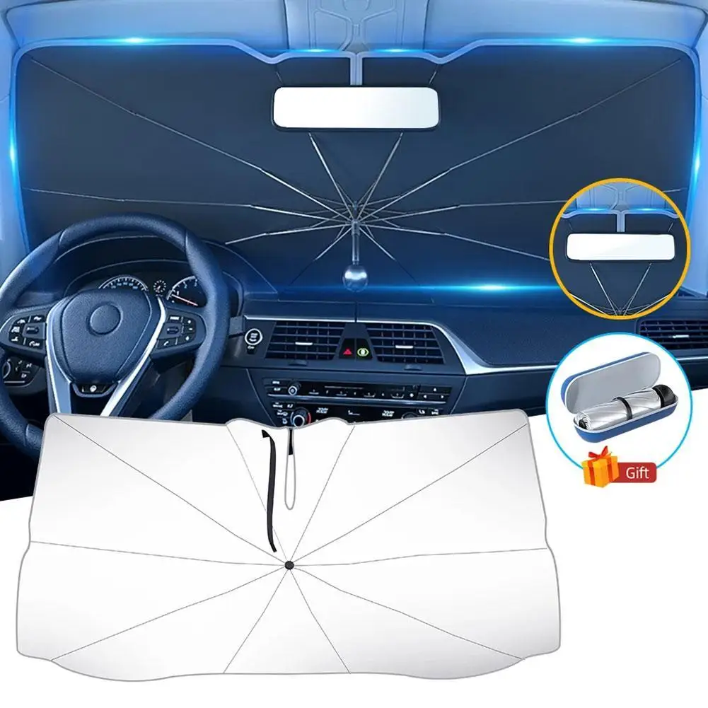 

Portable Car Windshield Sun Shade Umbrella Mini Foldable Auto Front Window Cover UV Sun Visor for Car Windows with Storage Box