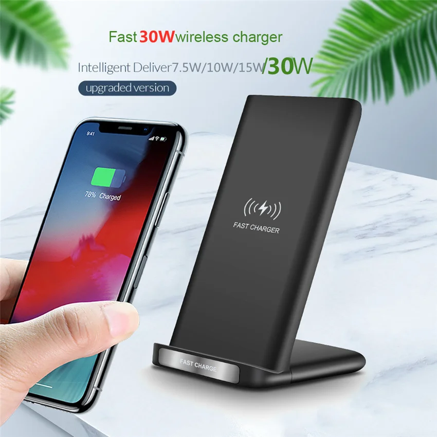 30W Qi Dual Coil Wireless Charger For iPhone 13 12 11 X 10 Plus Phone Fast Pad Dock Station Samsung S8 S9 S9+ Note 8 |