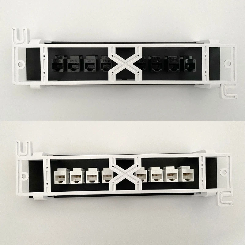 CAT6 Straight Extender Adapter 8 Ports Rj45 Cat6 Keystone Coupler Wall Mount Networking Rack Bracket Network Patch Panel images - 6