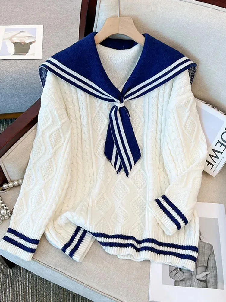 Свитер женский оверсайз с длинным рукавом и V-образным вырезом