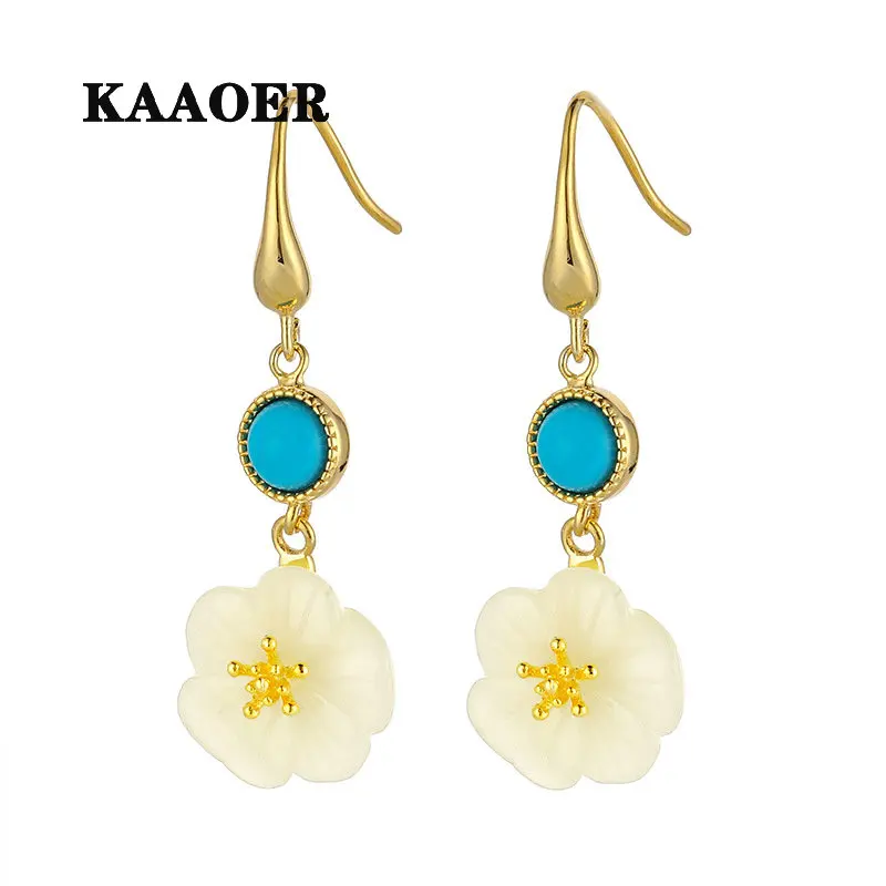 

KAAOER 2022 NEW 100% S925 New natural hetian jade earrings female simple temperament ear hook light luxury design earrings