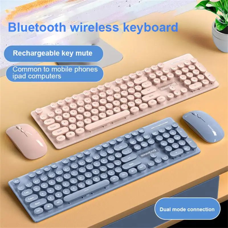 

Перезаряжаемая беспроводная клавиатура и мышь Xinmeng N520, низкий уровень шума, эргономичный, 2,4 ГГц/Bluetooth, комплект из двух режимов клавиатуры и ...
