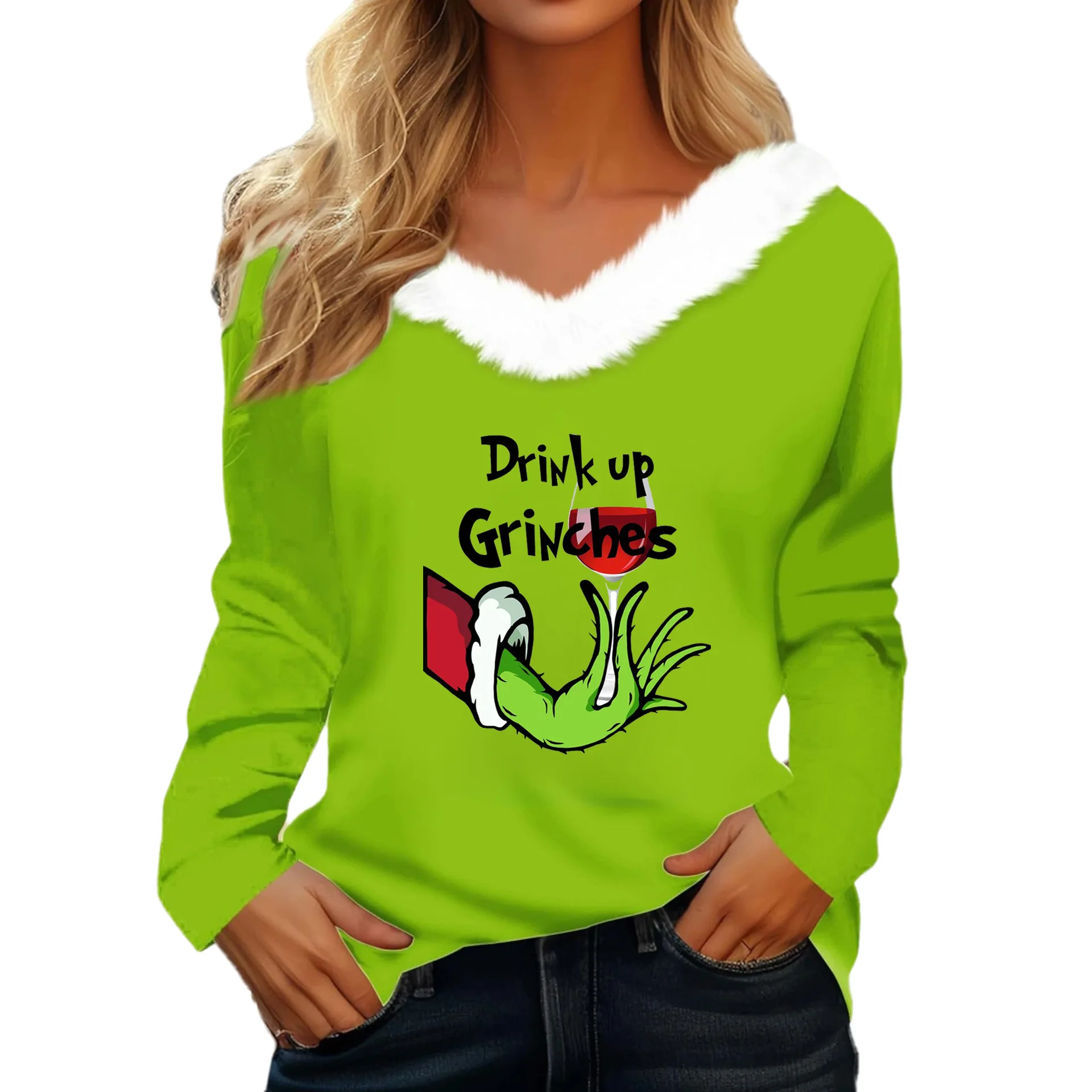 Женская футболка Рождественская рубашка с длинным рукавом для вечеринки