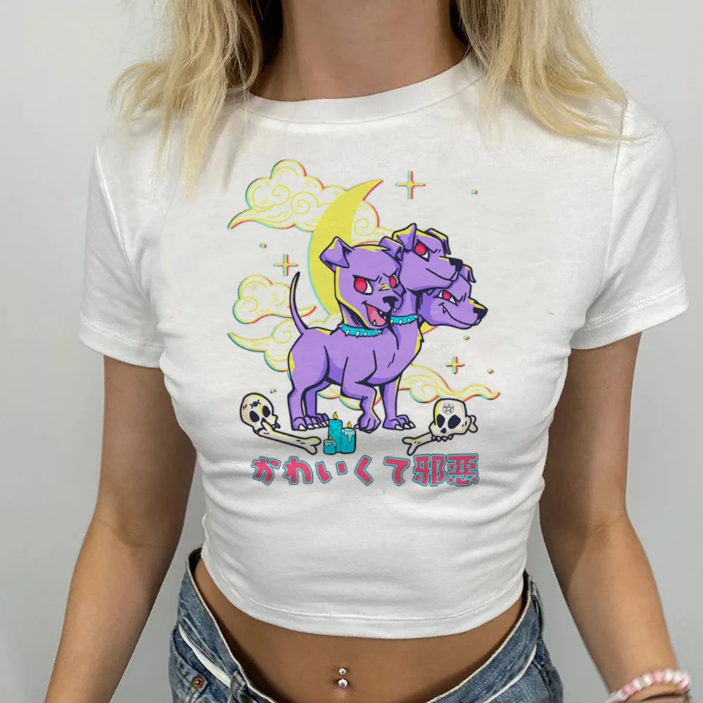 

Pastel Goth t shirt aesthetic 90s crop top Female graphic 2000s gothic streetwear cropped