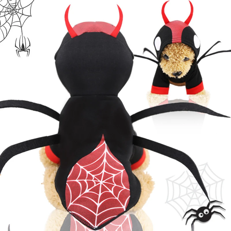 

Pet Dog Clothes Halloween Spider Beetle Installed Dog Costume Warm Puppy Hoodie Cosplay Clothing Chihuahua Yorkie Party Outfits