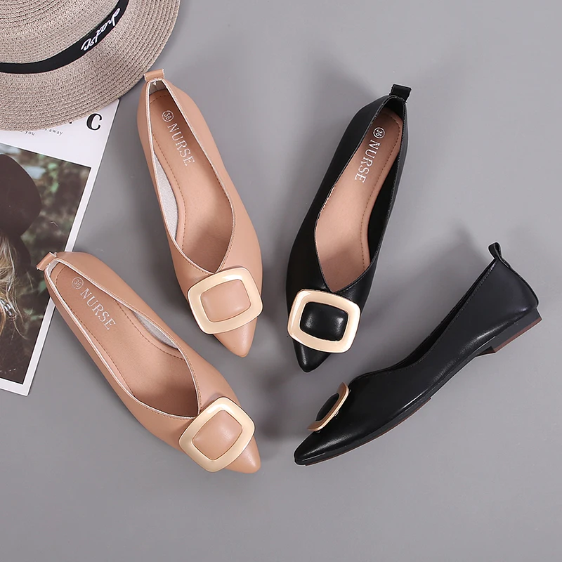 Hot Selling Big Buckle Good Quality For Women Pumps Ladies Flat Shoes