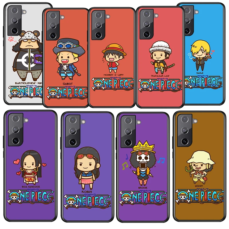 

One Piece Anime Cute For Samsung Galaxy S22 S21 S20 Ultra Plus Pro S10 S9 S8 S7 4G 5G Soft Silicone Black Phone Case Funda Coque