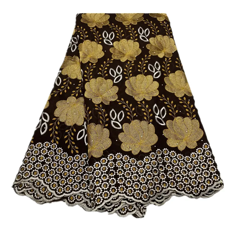

Fashion African Cotton Dry Lace Fabirc with Stones 2023 High Quality Swiss Voile Lace Fabric for Wedding Party Dresses 2810