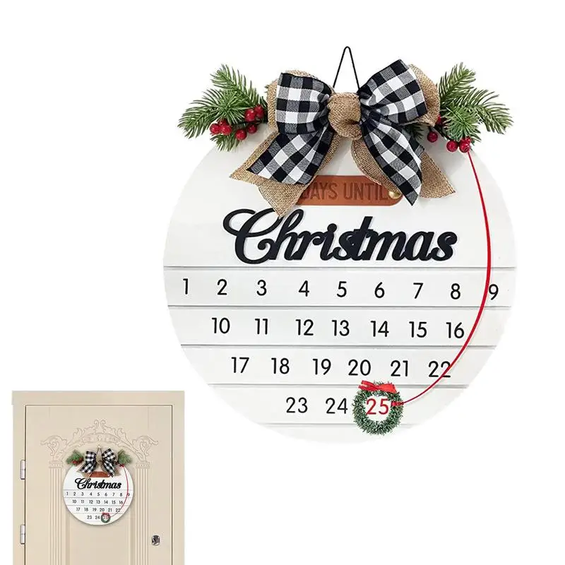 

Christmas Advent Wooden Welcome Sign Wooden Wall Welcome Decor With Pine Leaves And Plaid Bow Door Hung Design Decoration Down