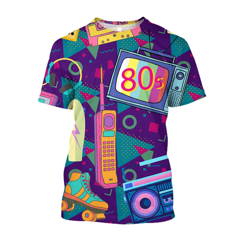 Jumeast 3D Music Tape Printed Hip Hop Men T-shirts Keyboard Singing Graphic T Shirt Vintage 80s Aesthetic Drip Clothing T-shirty