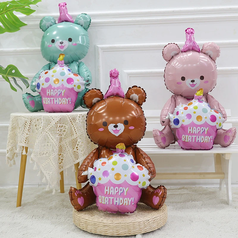 

Воздушные шары 4D в виде медведя из мультфильма, украшение для детского дня рождения, реквизит для фотосъемки, алюминиевая пленка, мультяшны...