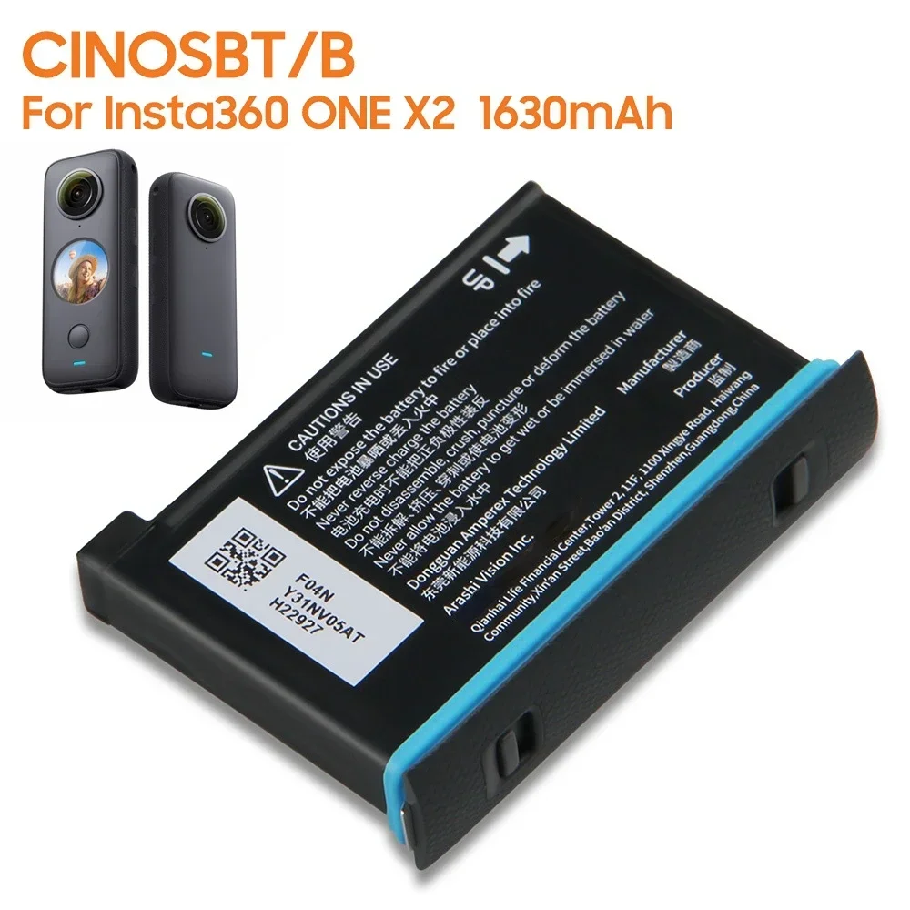 Фото Сменный аккумулятор CINOSBT/B для Insta360 ONE X3 X2 X OneX, мощные аккумуляторные батареи 1630 мАч, высокая емкость №1