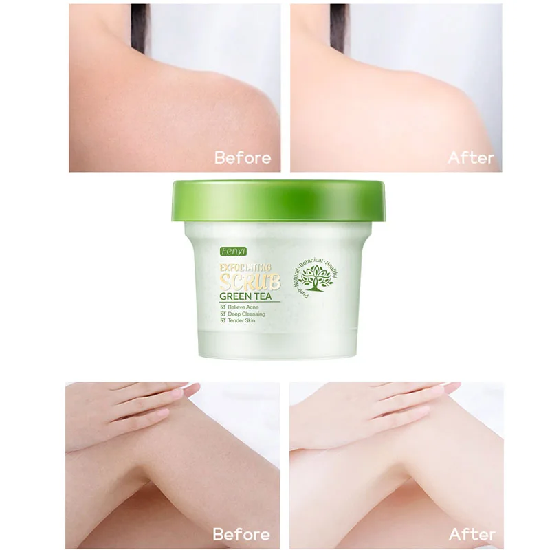 Green Tea Exfoliating Facial Scrub Deep Cleansing Relieve Acne Blackhead Whitening Shrink Pores Tender Skin Body Scrub 100g