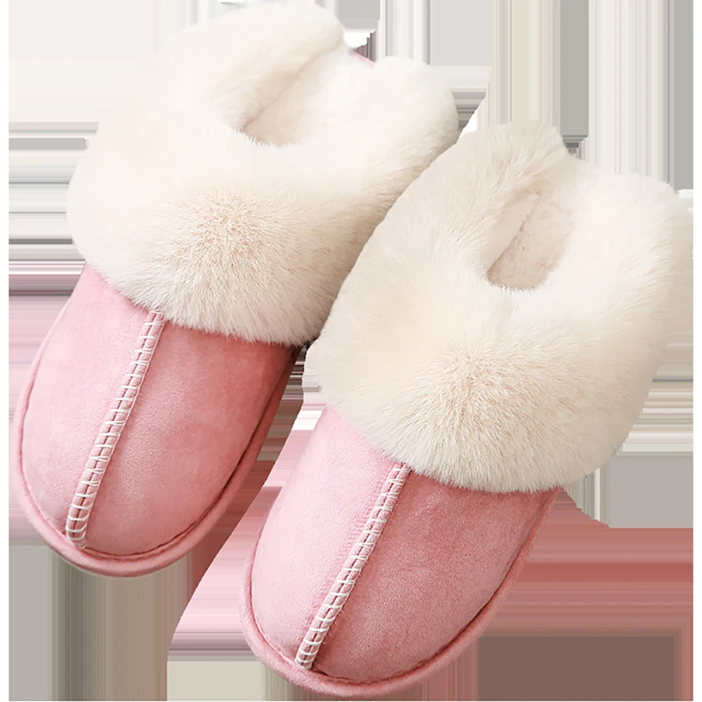 Plush Warm Couple Slippers Sweet Home Soft Comfortable Winter Slippers Men Cotton Shoes Women Fluffy Fur Indoor Plush Slippers